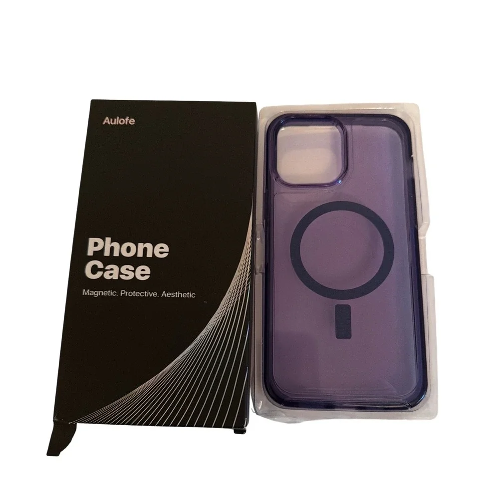 Aulofe Magnetic iPhone Case Set Deep Purple and Frosted Black MagSafe Compatible